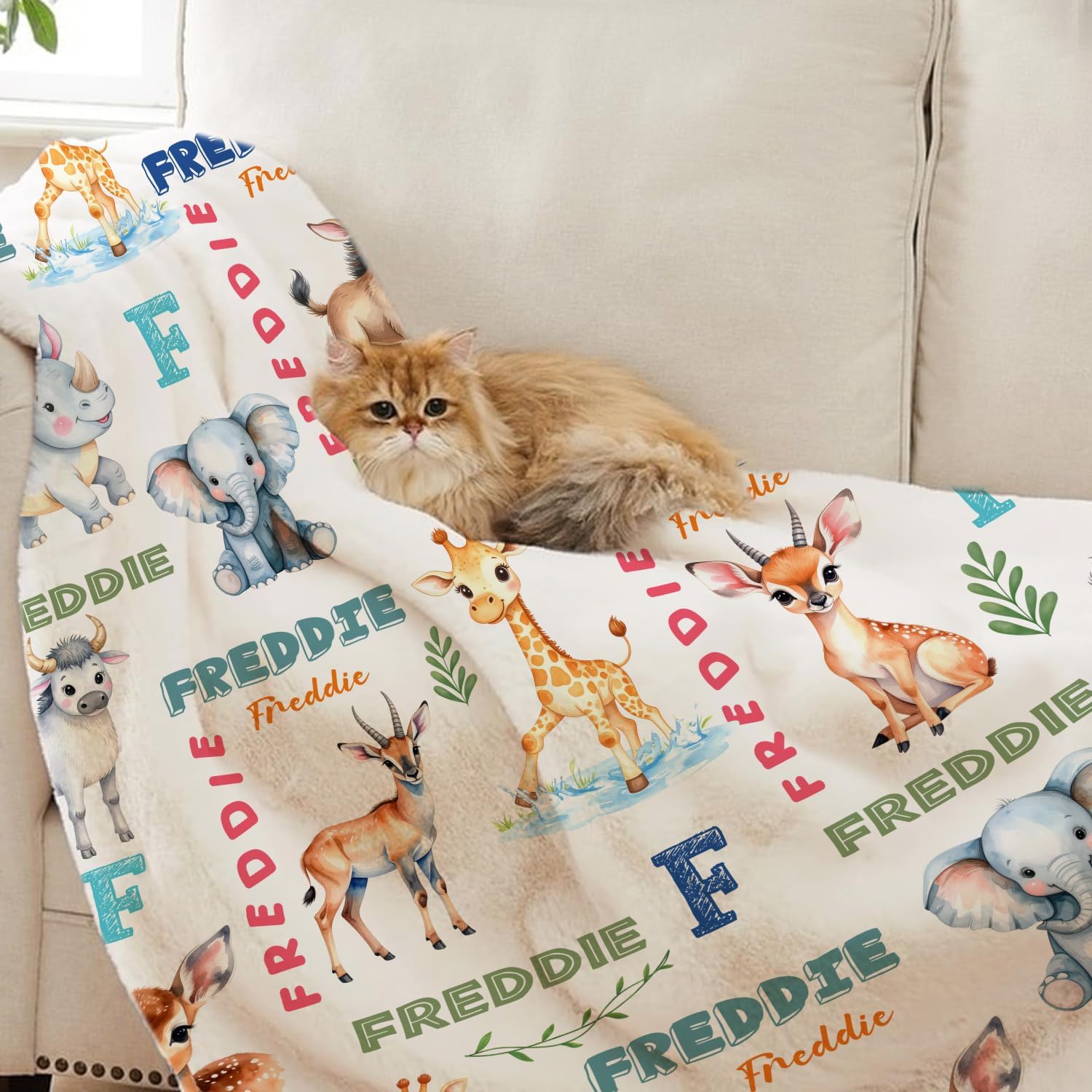 Zocoshi Personalized Safari Baby Blanket with Custom Name 1