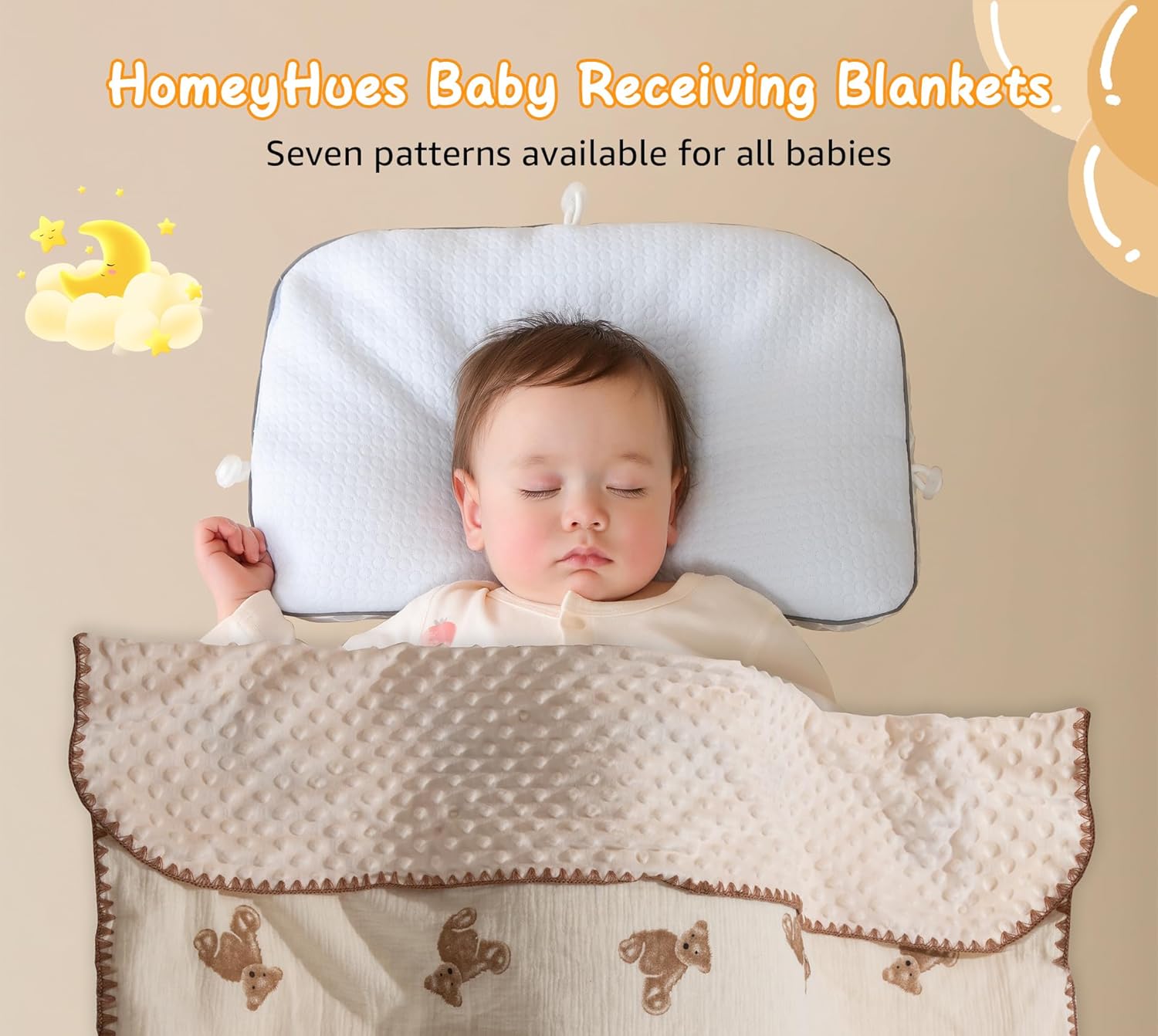 HomeyHues Baby Blanket Double Layer Cotton 40x40 Brown Bear