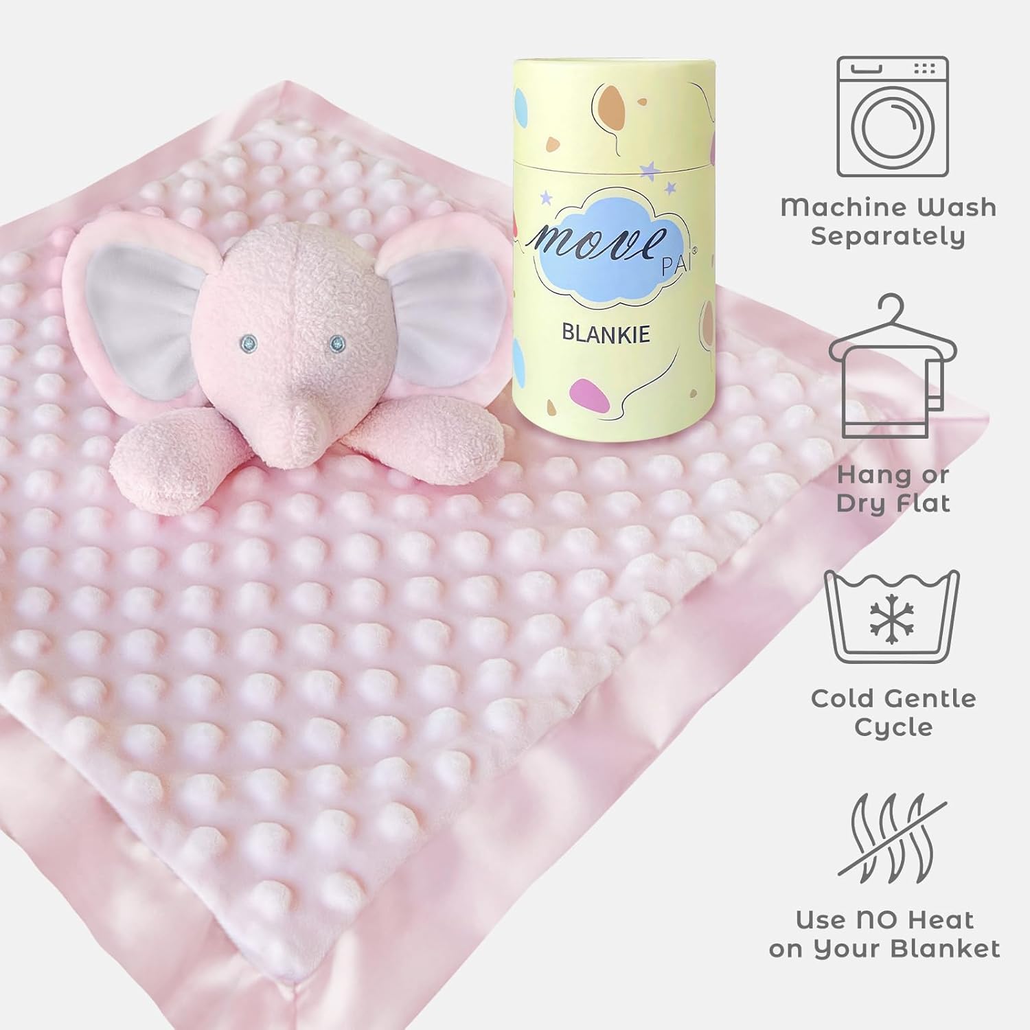 MOVEPAI Pink Elephant Security Blanket 16 Inch