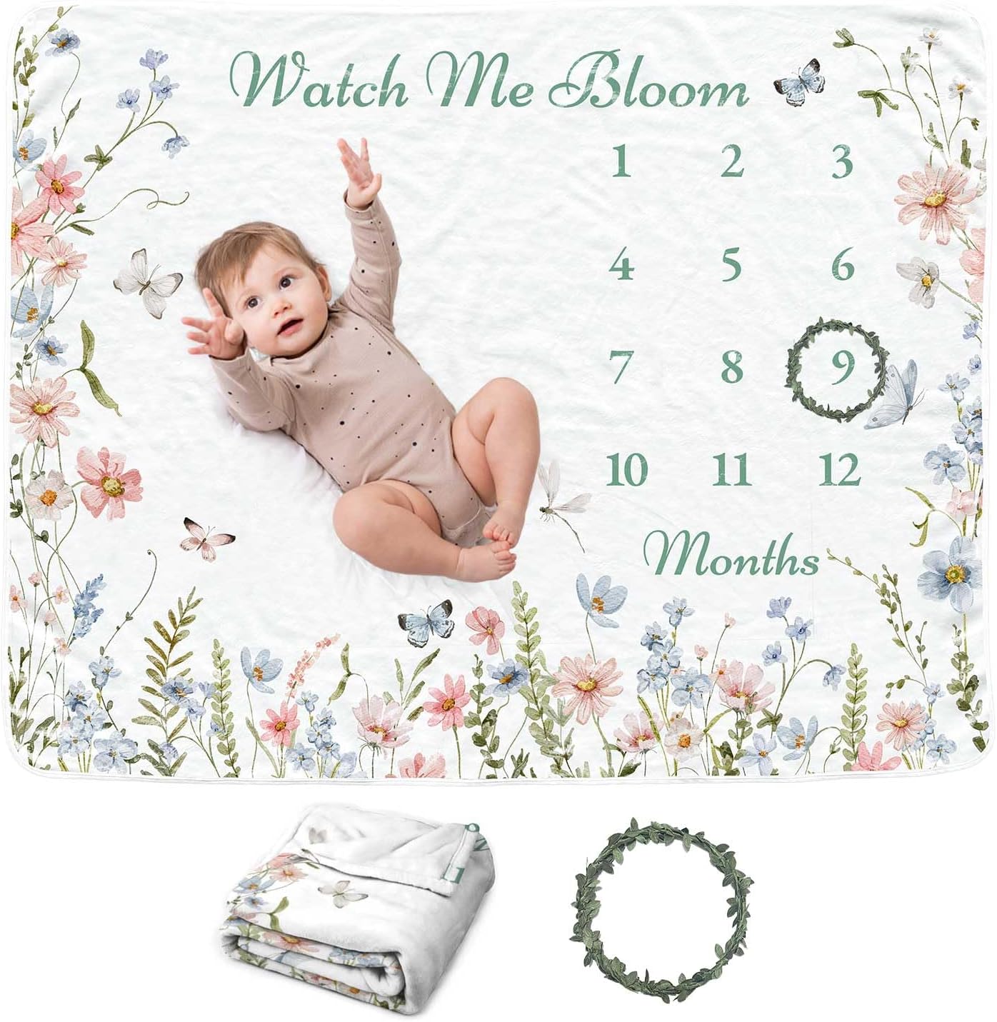 Wildflower Baby Monthly Blanket - Soft Personalized Boho Design