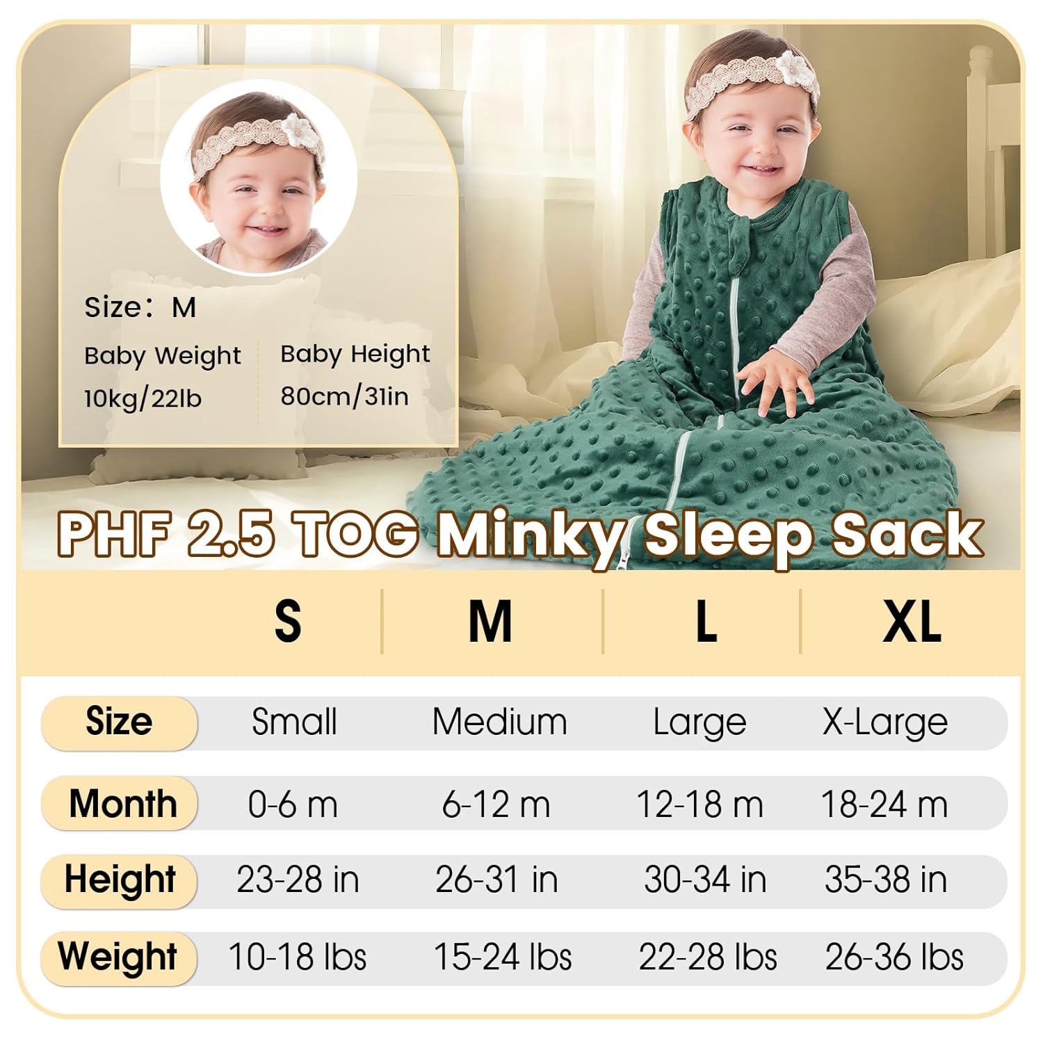 PHF 25 TOG Sleep Sack for 12-18 Months Green 1
