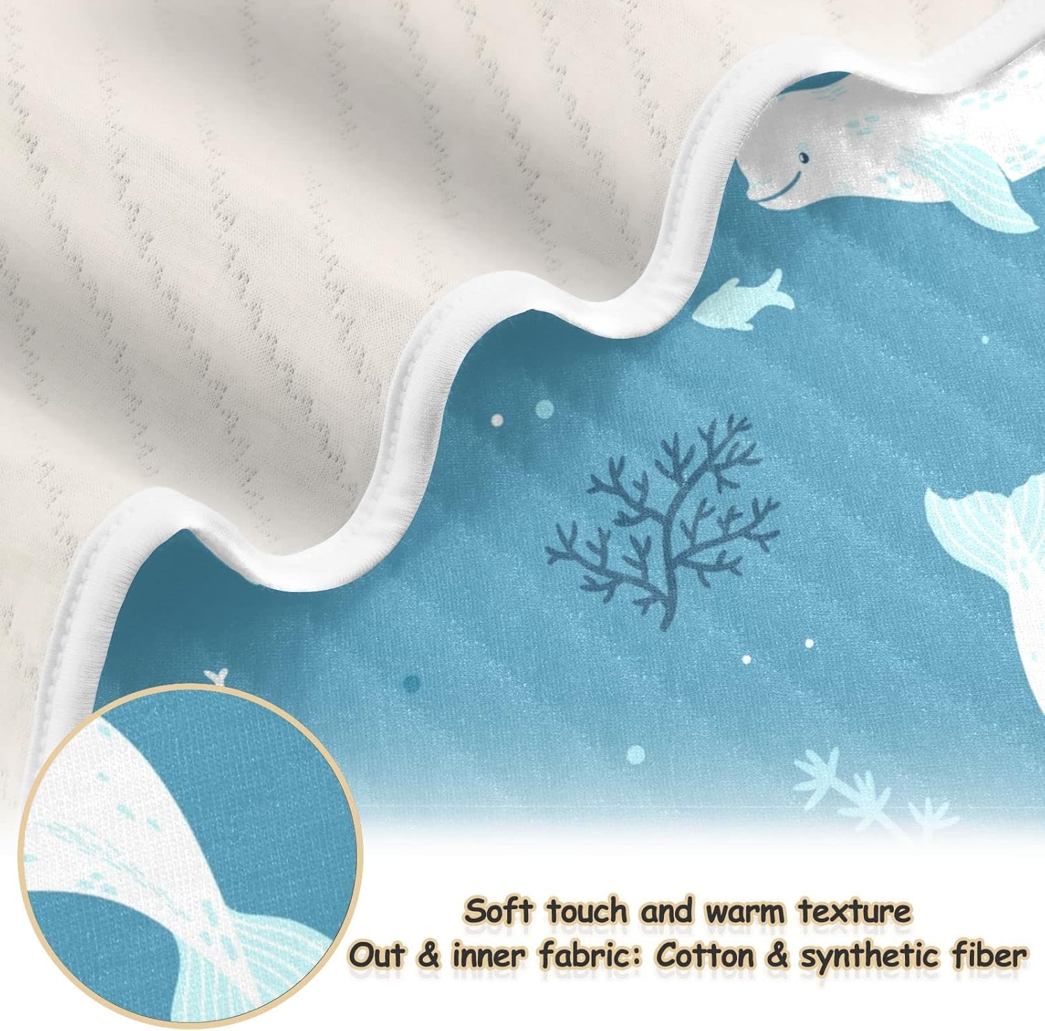 Pigsaly Beluga Whale Baby Blanket 30x40 Inches