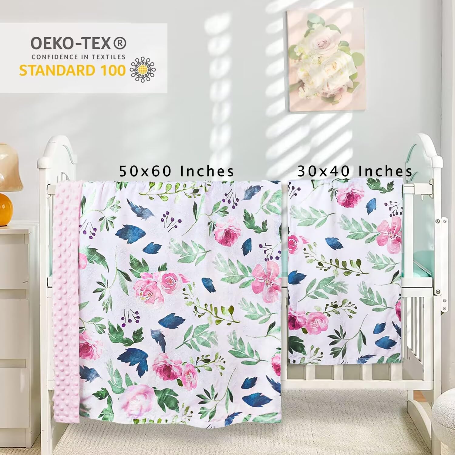 HOMRITAR Baby Blanket for Girls Super Soft Double Layer Minky