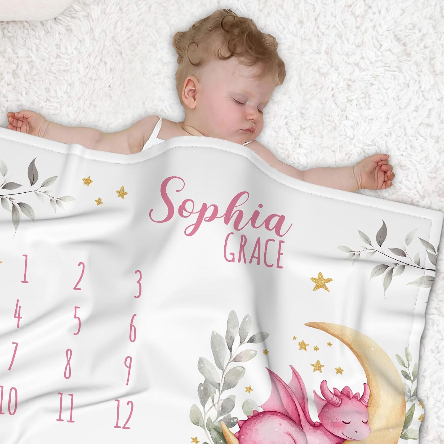 Personalized Baby Milestone Blanket for Girls with Name