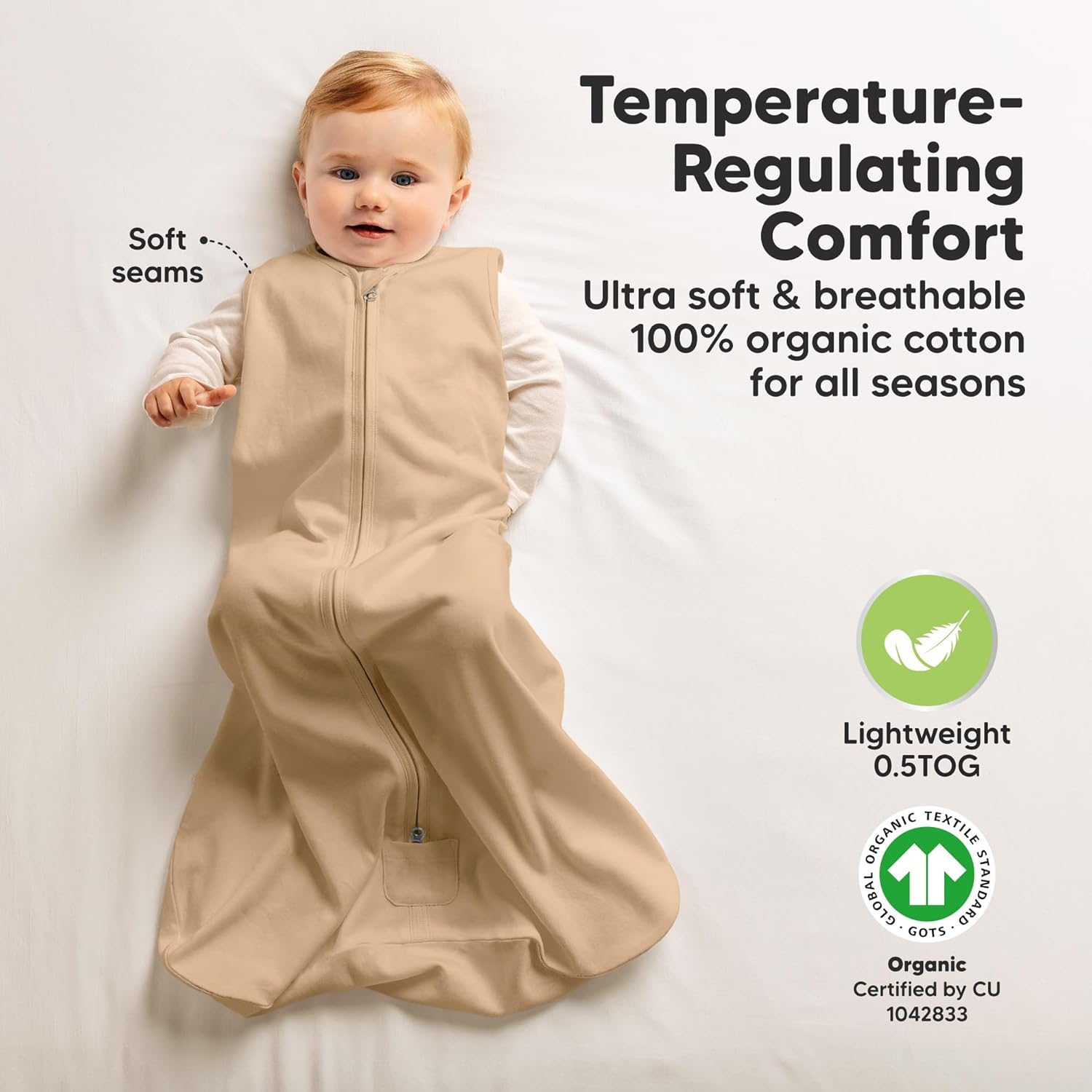 KeaBabies 2-Pack Baby Sleep Sacks - 05TOG Organic Cotton Wearable Blanket