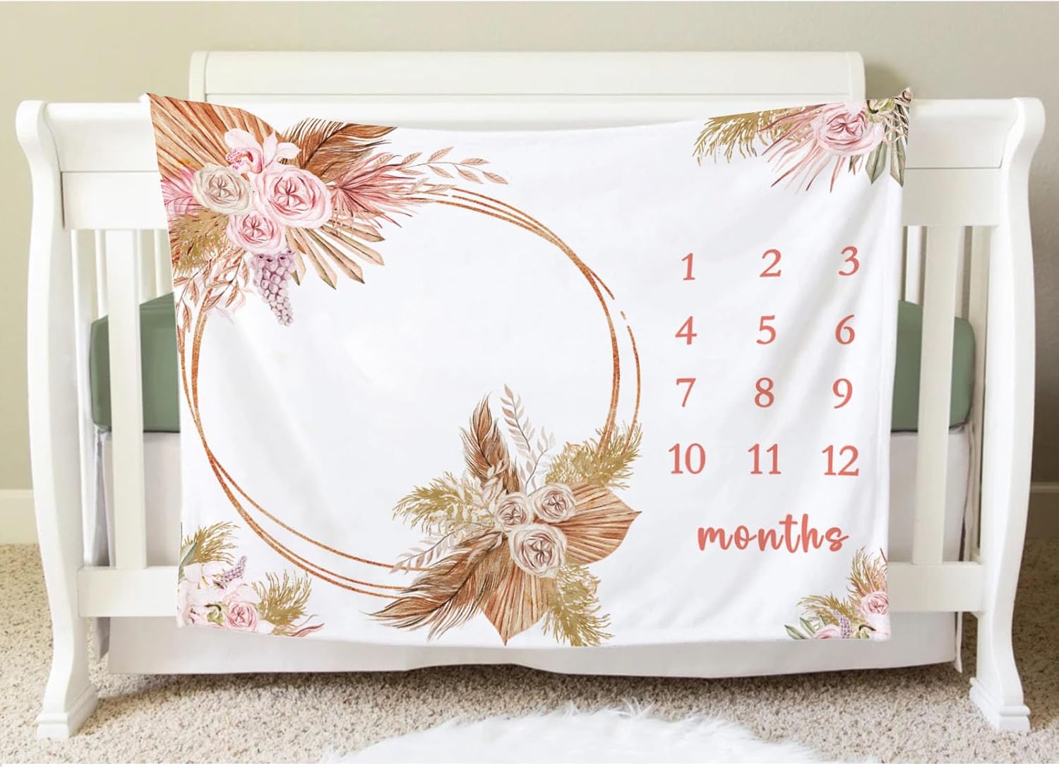 Yuzioey Boho Floral Baby Growth Blanket 50x40