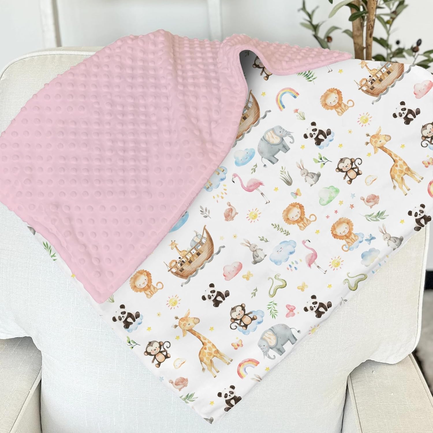 Rainbow Safari Animal Baby Blanket 30x40