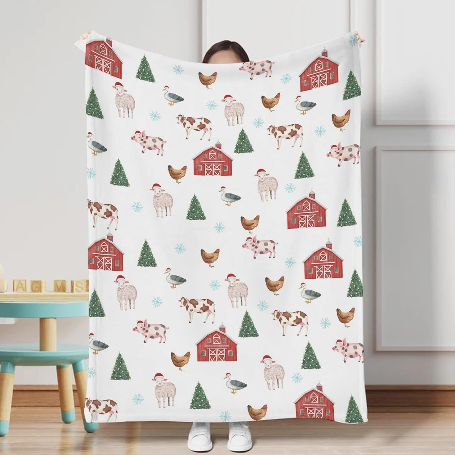 Flannel Farm Animal Baby Blankets for Newborn Toddler