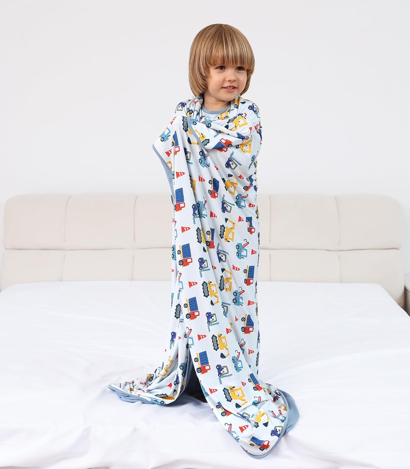 DREAMHALO Bamboo Stretchy Baby Blanket 50 x 50 Blue