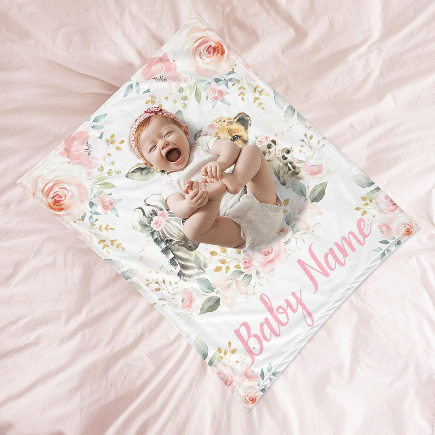 Custom Elephant Baby Blanket with Name Personalized for Girls Boys
