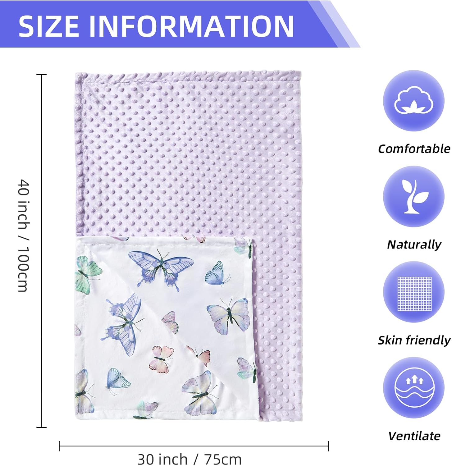 iEvolve Baby Bed Blanket Ultra Soft Double Layer Minky Sherpa Receiving Blanket