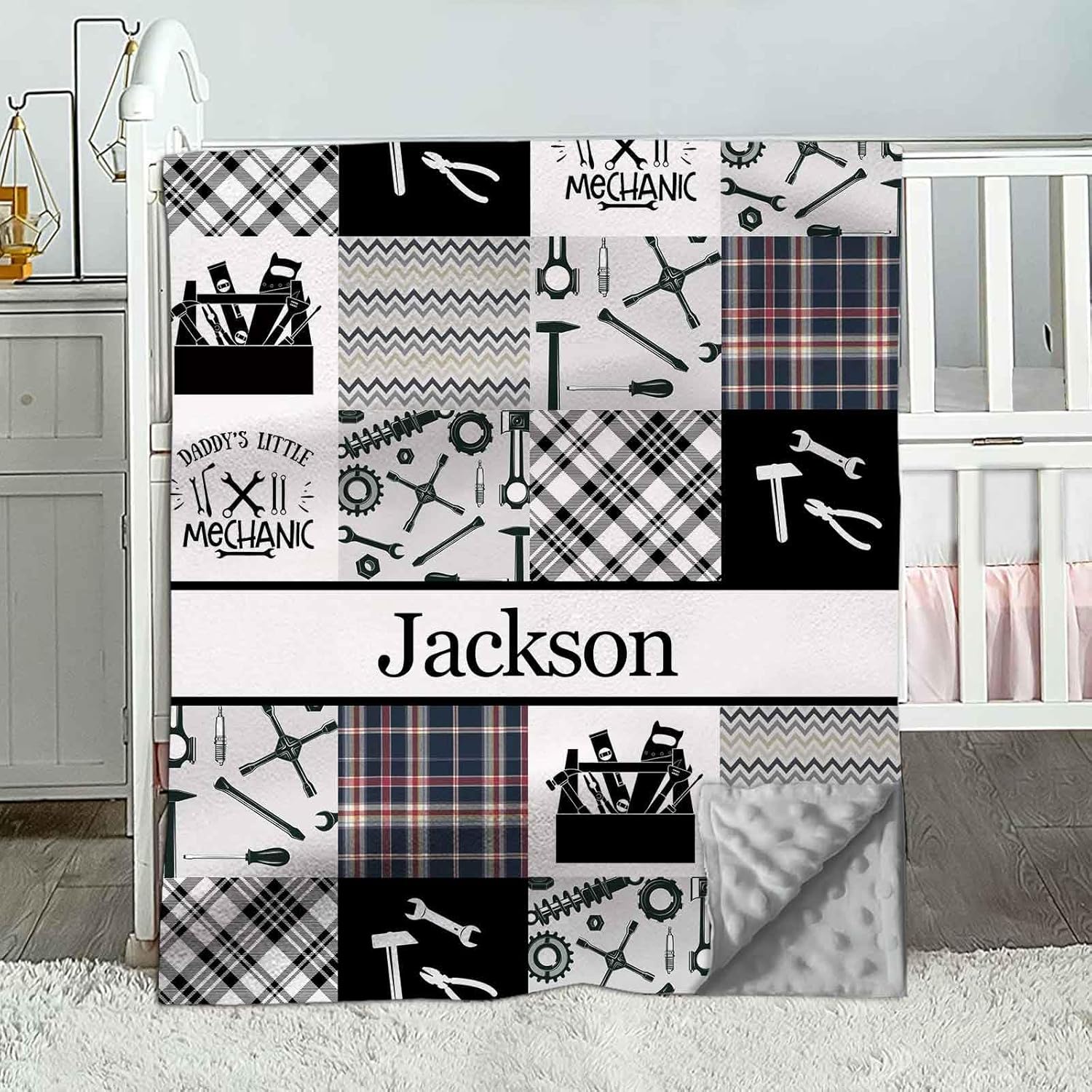 Custom Name Baby Blanket Soft Minky Dot Design