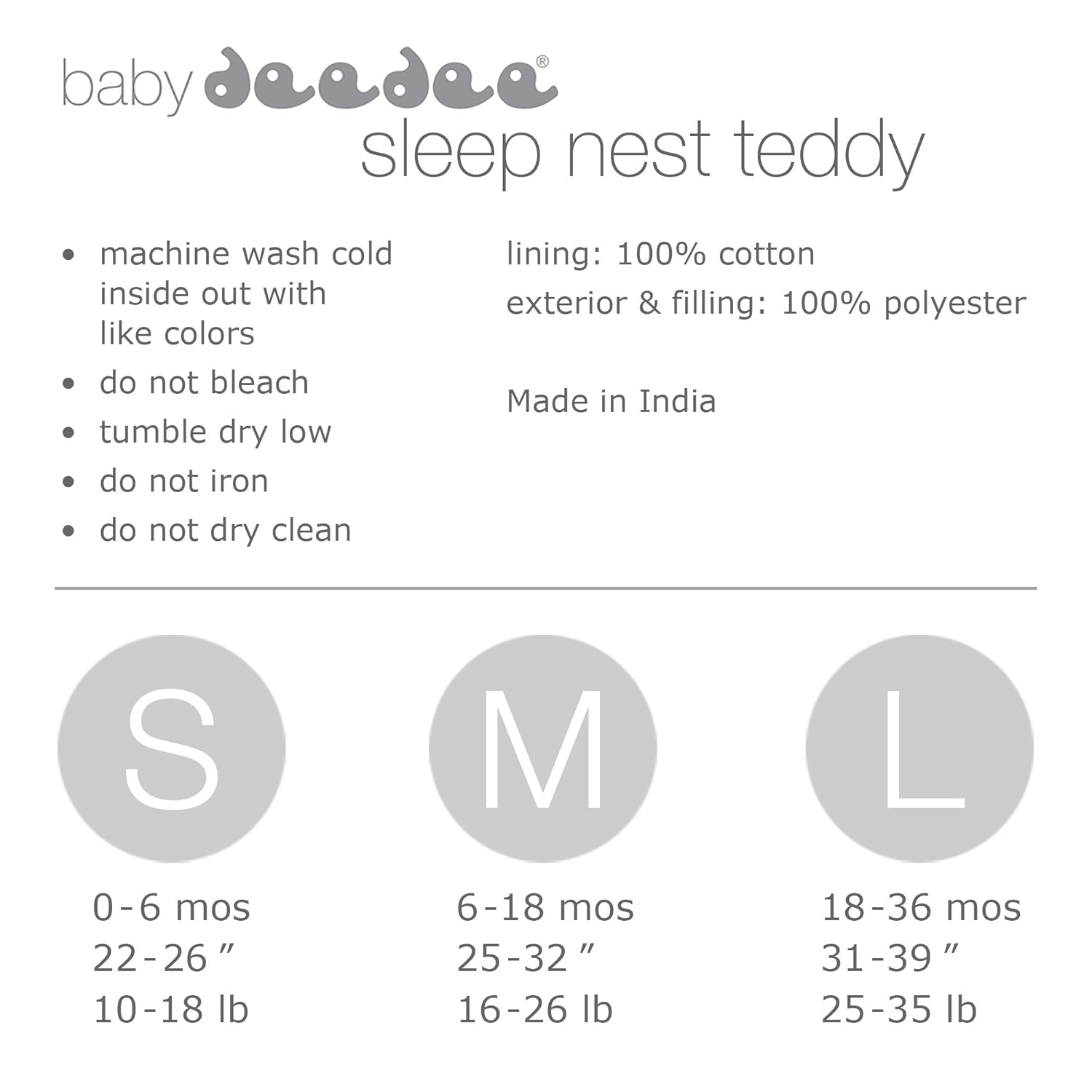 Baby Deedee Sleep Nest Teddy Sleeping Bag for 6-18 Months