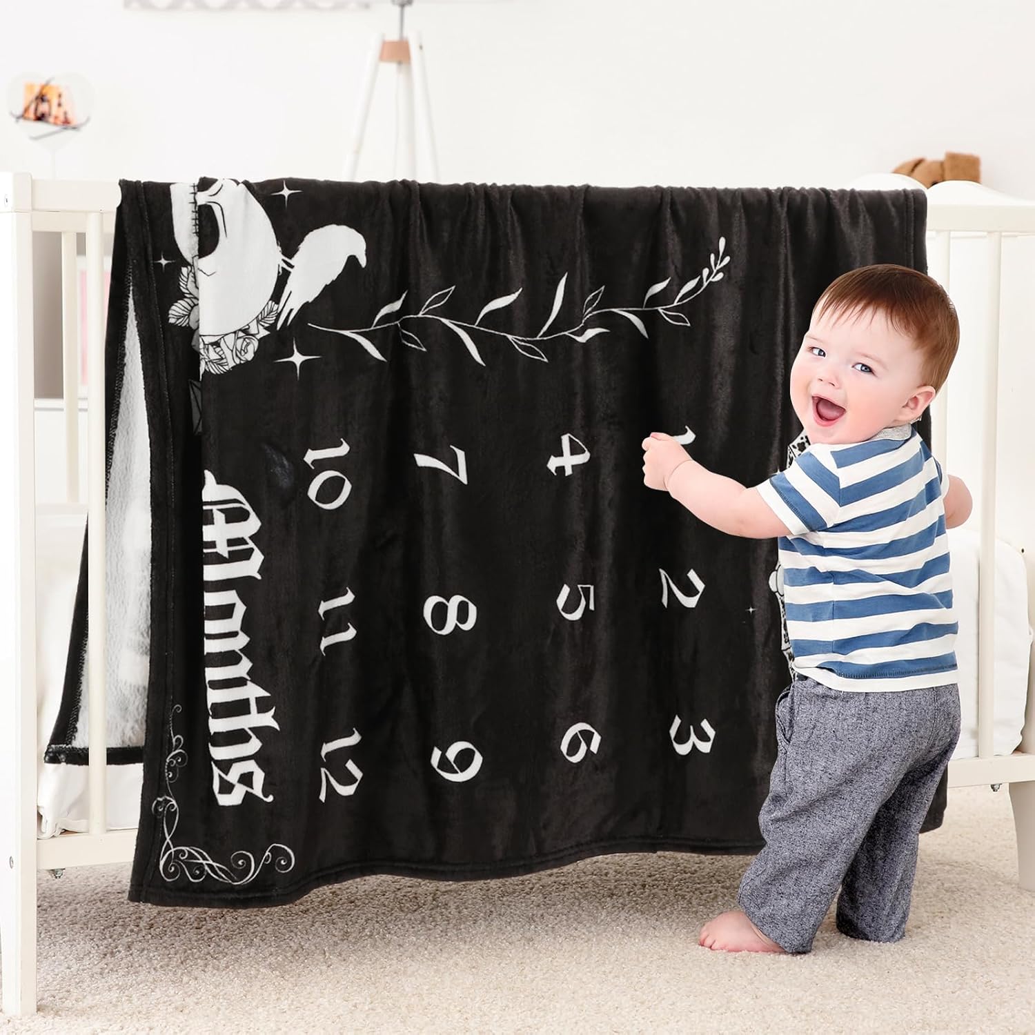 Gothic Baby Milestone Blanket 50x40 Inches Halloween Decor
