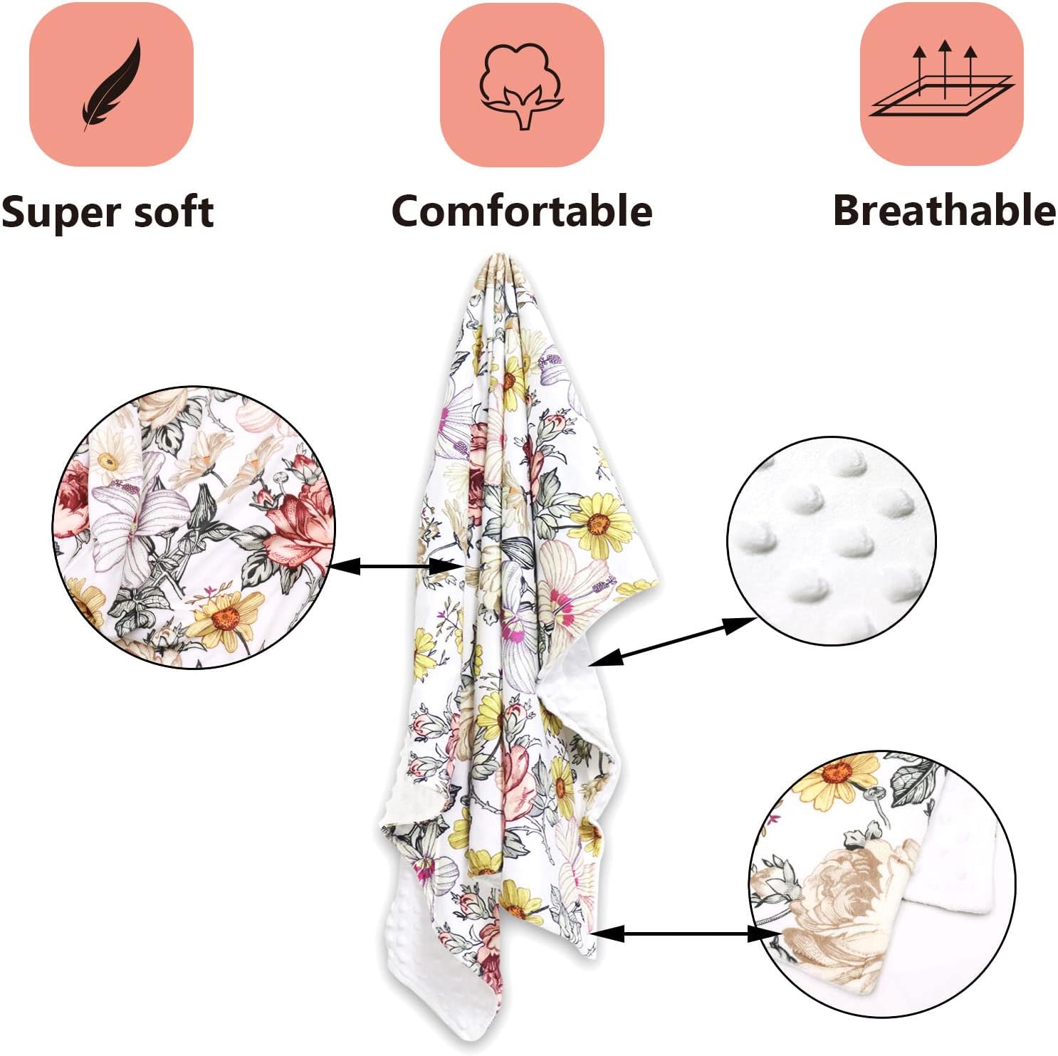 HNHUAMING Floral Baby Blanket - 30 x 40 Inch