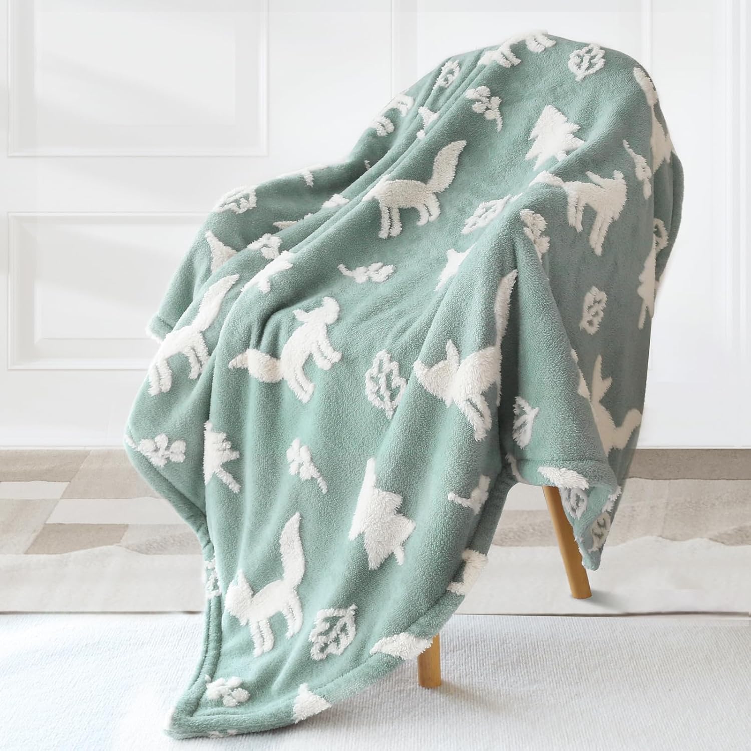 3D Fox Baby Blanket - Soft Fuzzy Nursery Blanket for Boys Girls