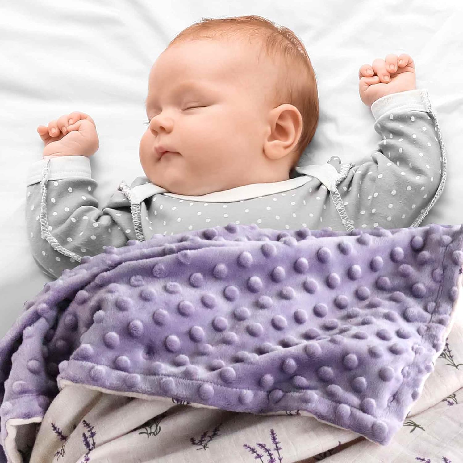 LifeTree Baby Blanket - Soft Double Layer Swaddle Lavender 31x40 Inches