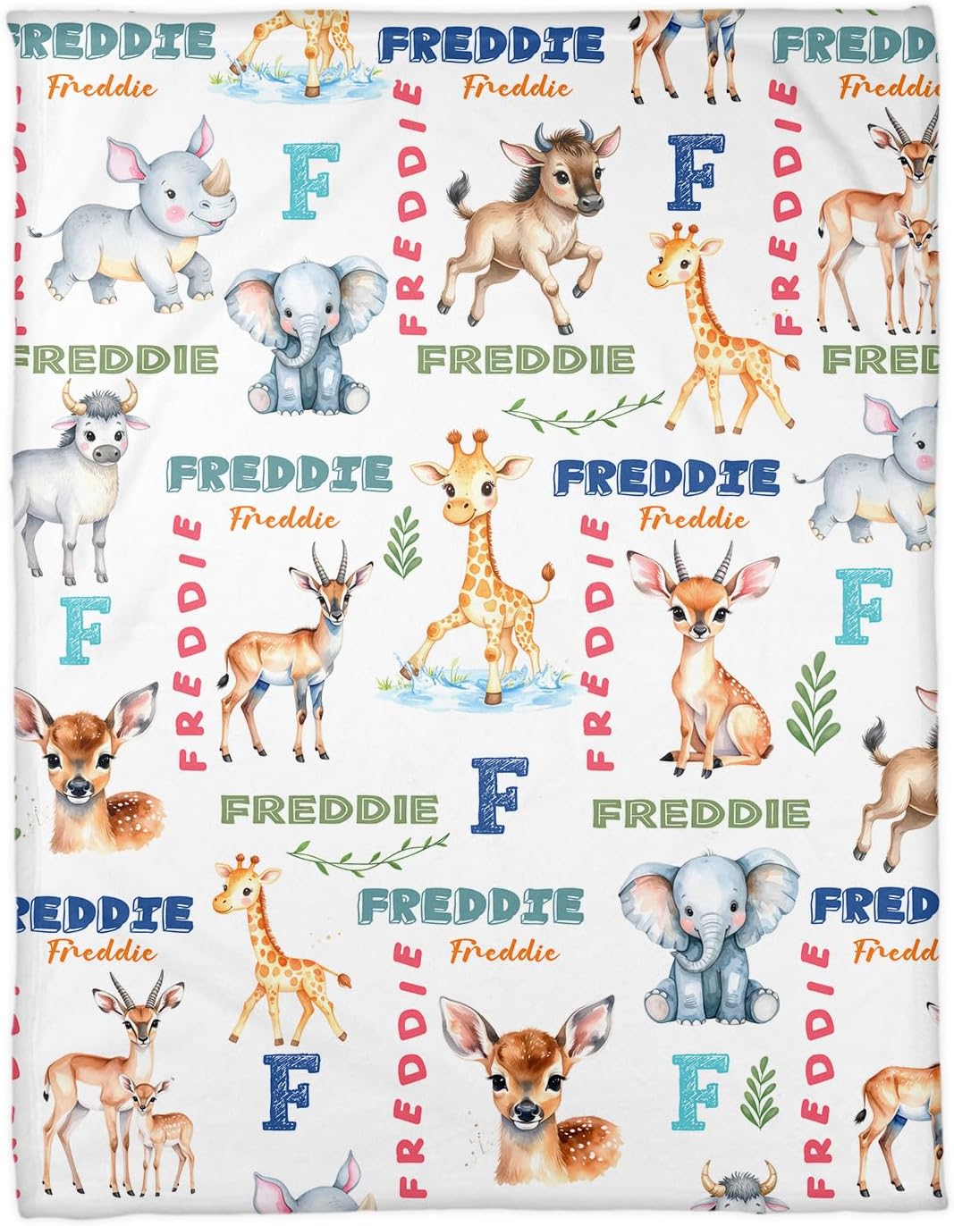 Zocoshi Personalized Safari Baby Blanket with Custom Name 1