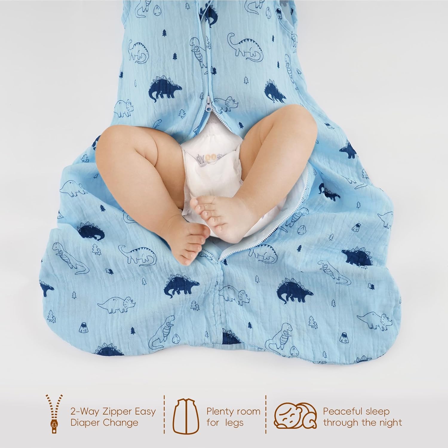 Davids Kids Dinosaur Muslin Sleep Sack 6-12 Months 2 Pack 1