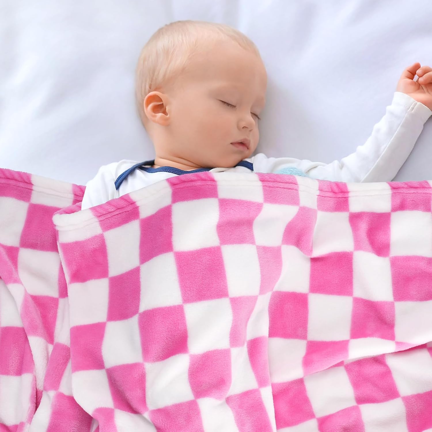 GreatBba Plush Checkered Baby Blanket 30x40