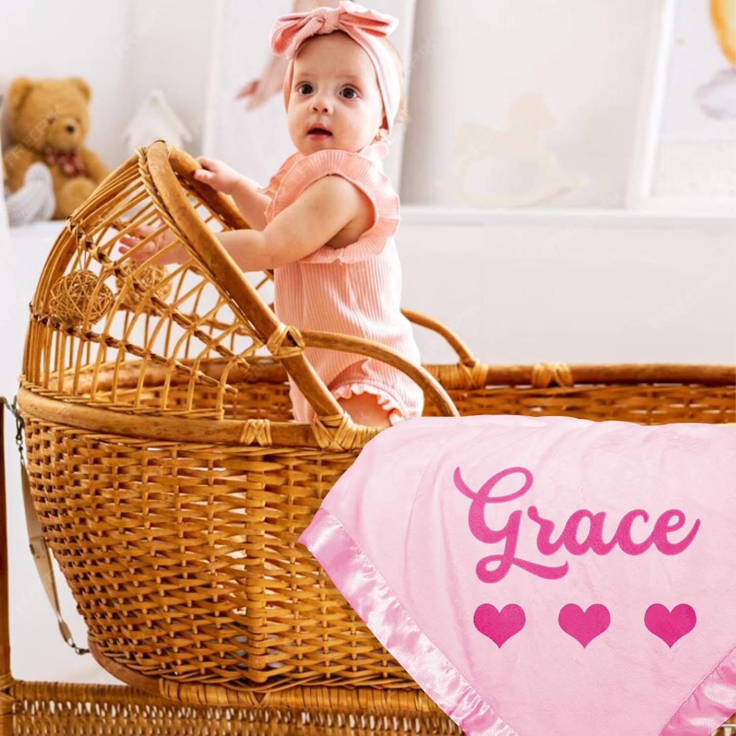 Yofair Personalized Baby Blanket with Name Customized Blanket for Newborn