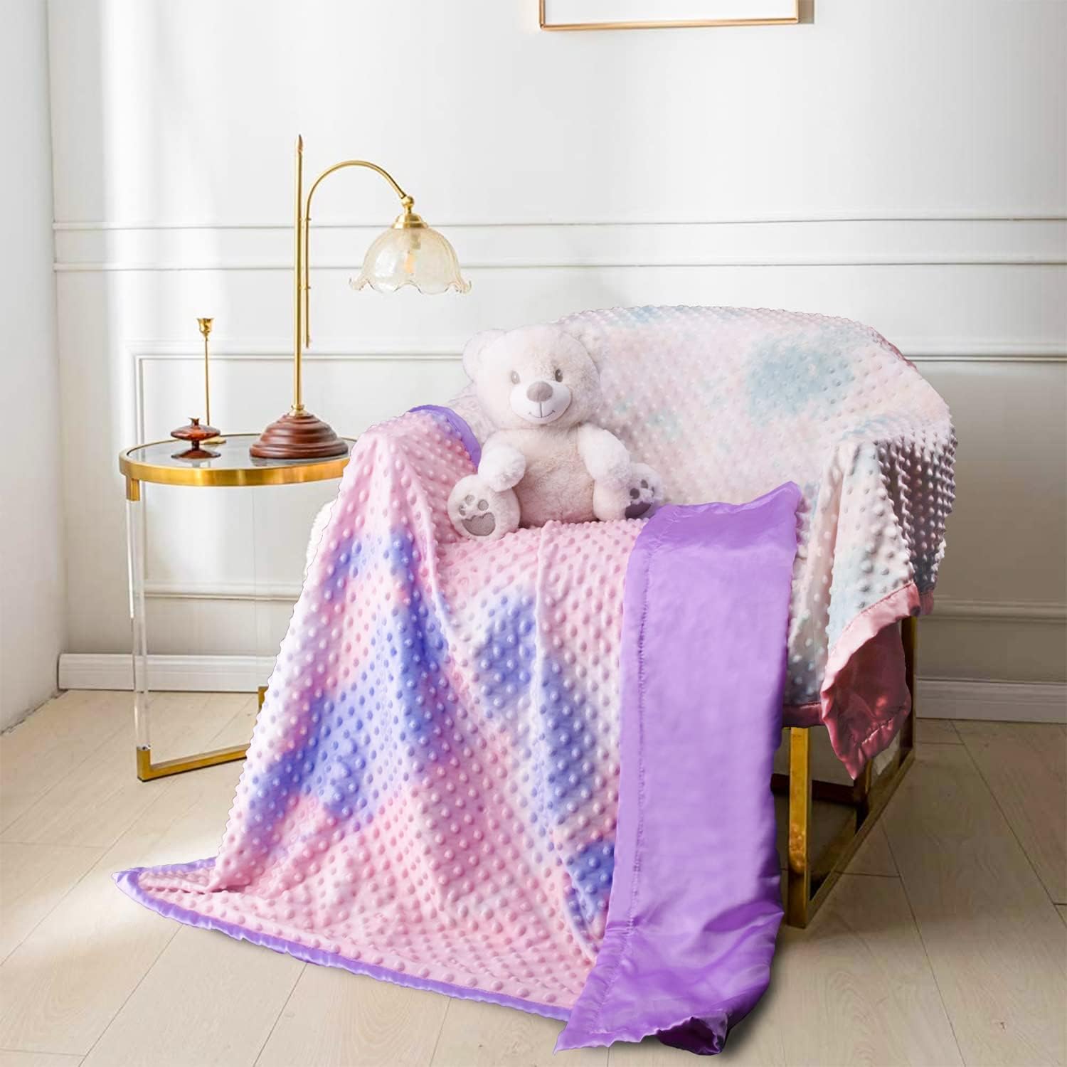 BEILIMU Silky Satin Baby Blanket with Tie Dye Design