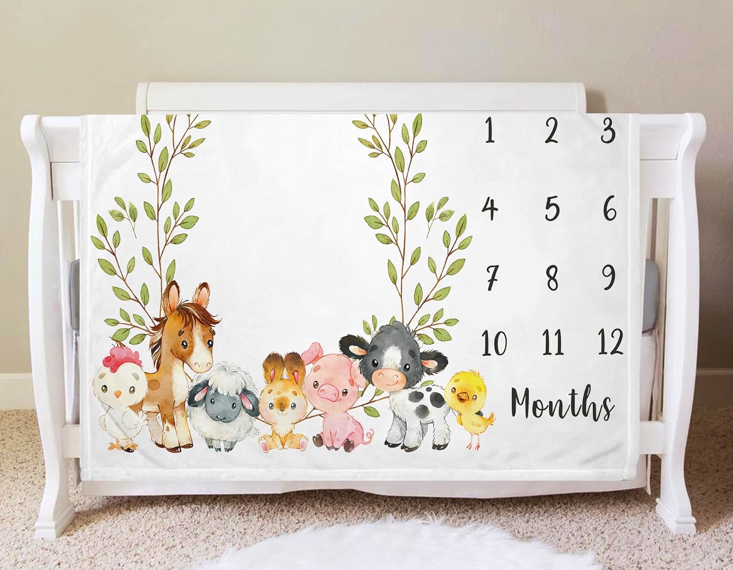 Yuzioey Farm Animals Milestone Blanket 50x40