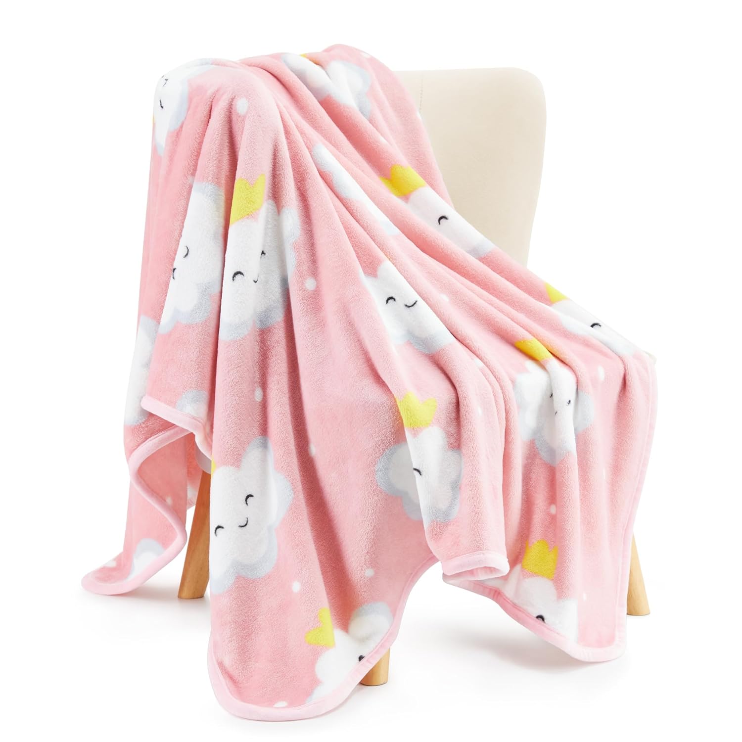 TILLYOU Toddler Flannel Blanket - 40x50 Inches Pink Cloud 1