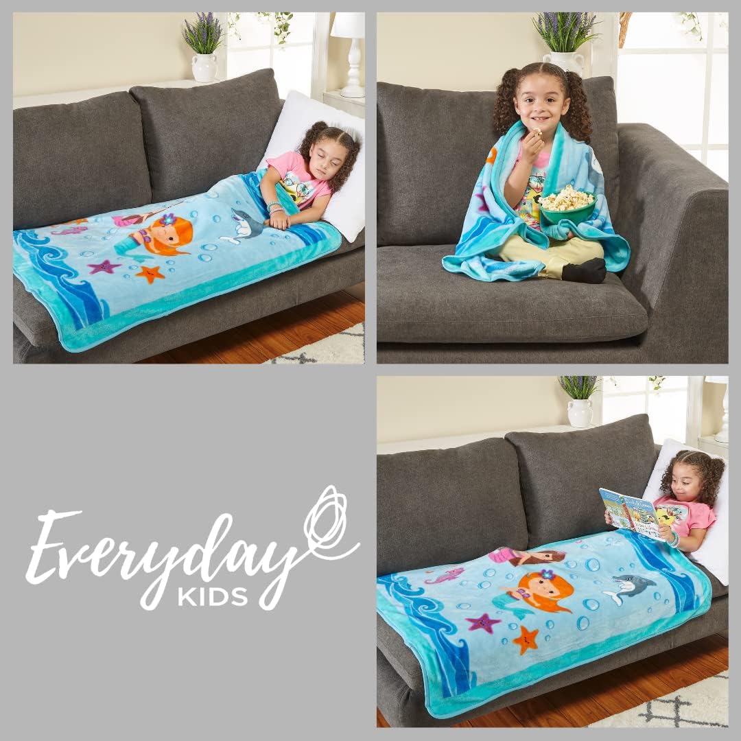 EVERYDAY KIDS Toddler Throw Blanket - Mermaids Undersea Adventure 30 x 40