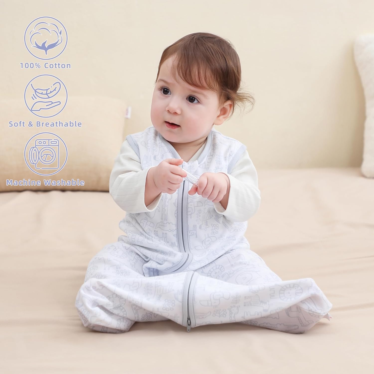 DaysU Cotton Baby Sleep Sack with Two-Way Zipper