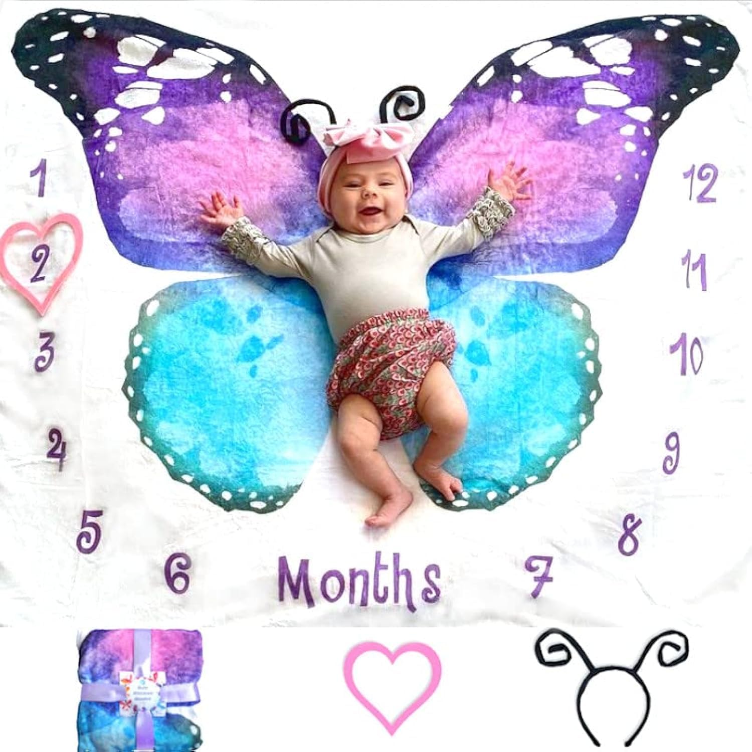 Evovee Baby Milestone Blanket Butterfly Design