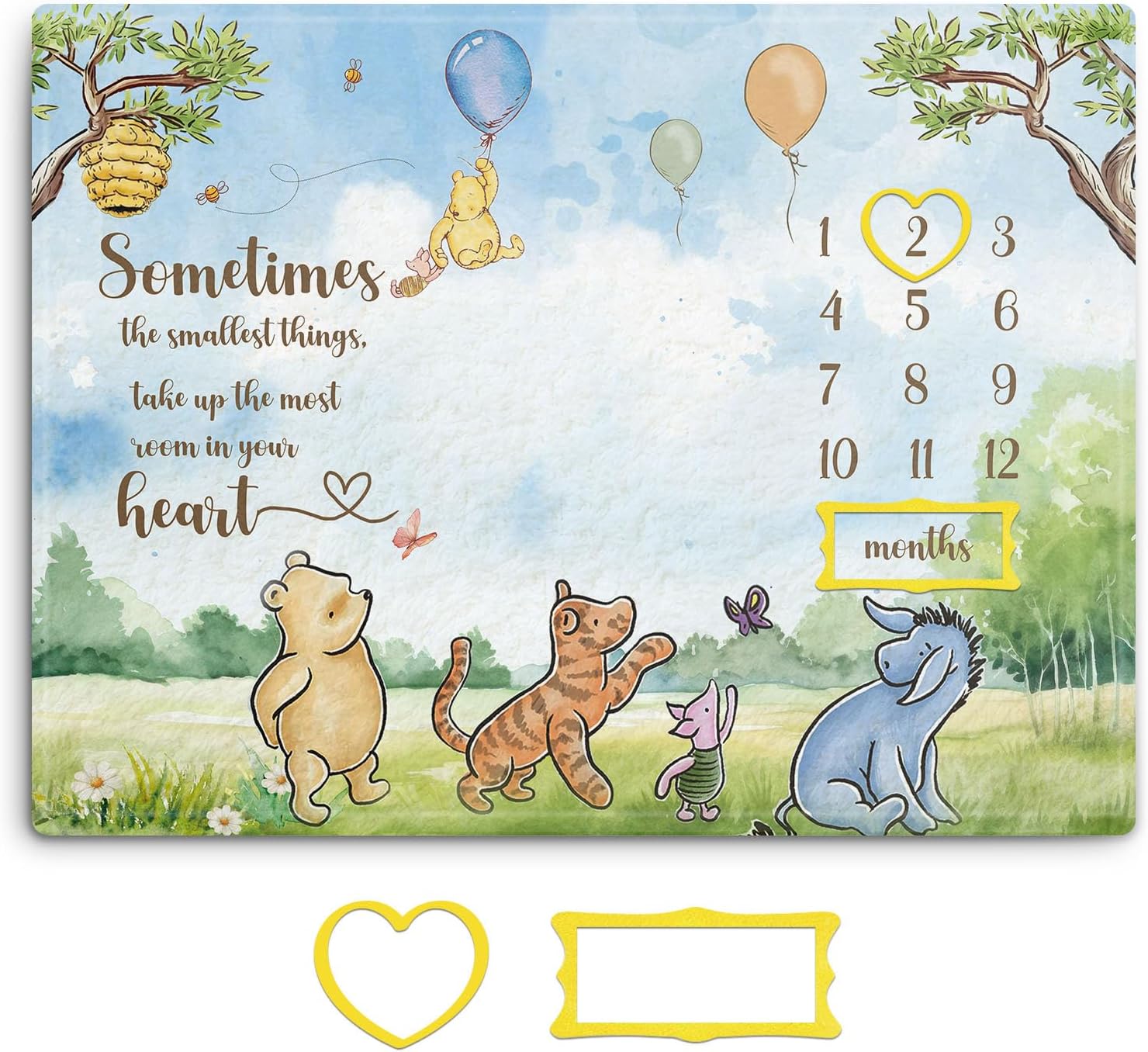 Winnie The Pooh Baby Milestone Blanket with Photo Frames