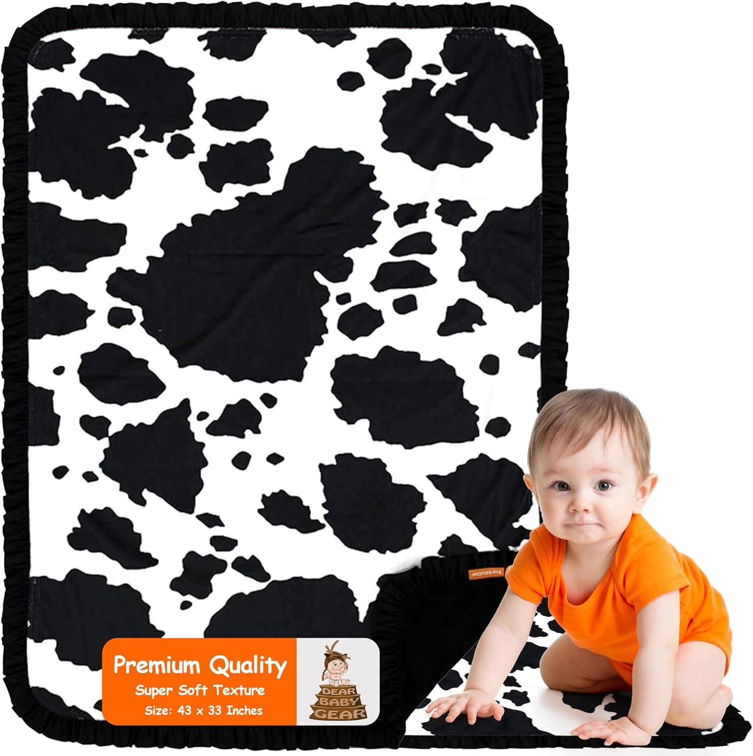 Dear Baby Gear Reversible Baby Blanket - Soft Cozy for Newborn Toddler