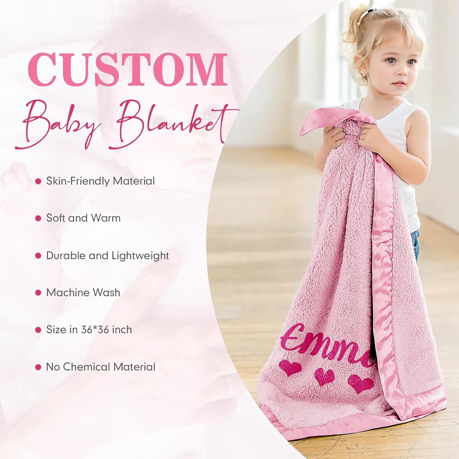 Yofair Personalized Baby Blanket with Name Customized Blanket for Newborn