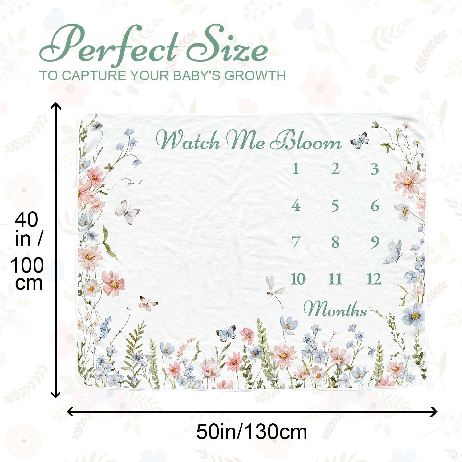 Wildflower Baby Monthly Blanket - Soft Personalized Boho Design