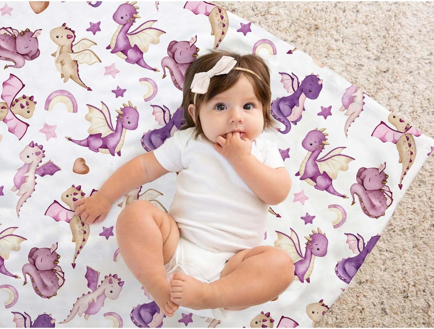 Dragon Baby Blanket for Girls 30x40 Purple Minky Blanket
