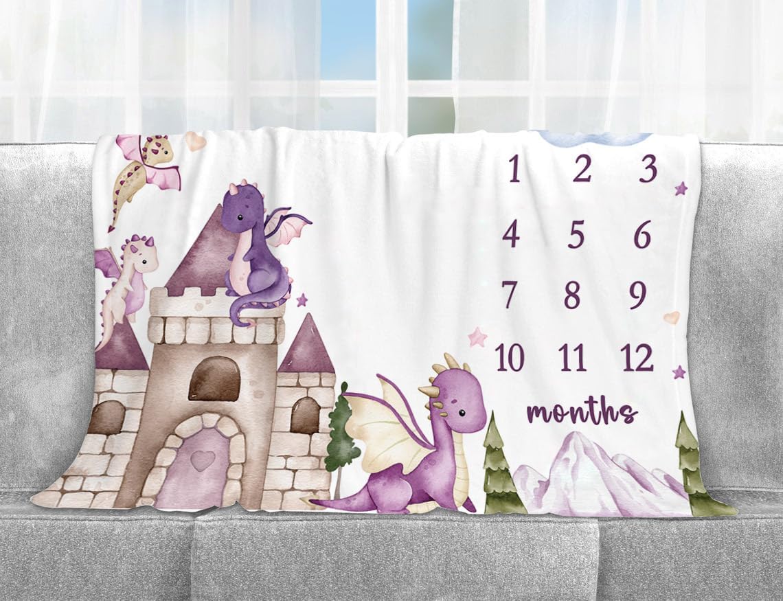 Yuzioey Dragon Girl Milestone Blanket 50x40