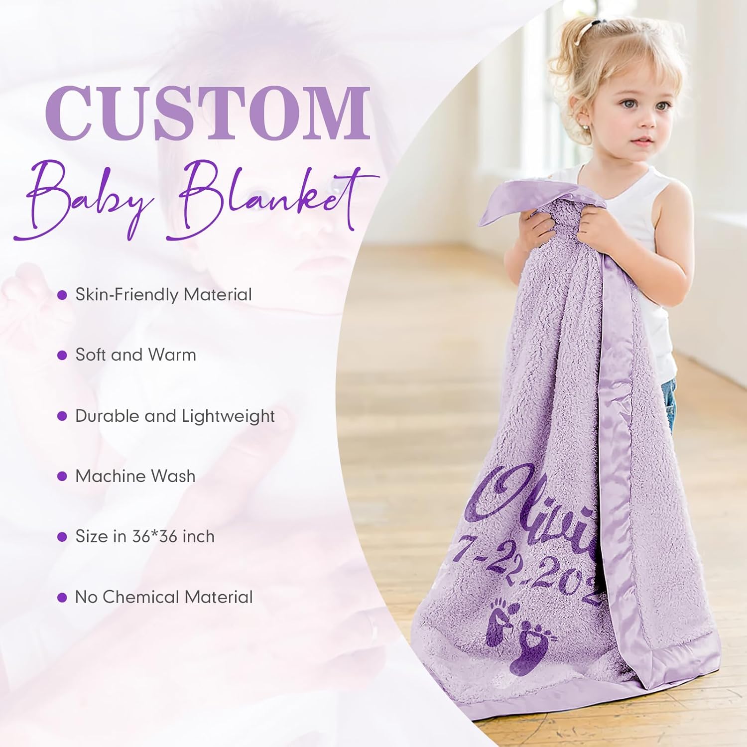 Yofair Personalized Baby Blanket with Name Customized Gift