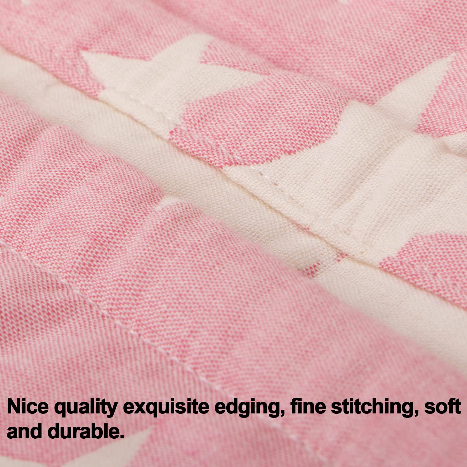 NTBAY 3 Layer Toddler Blanket Lightweight Thermal Blanket Pink Star Design