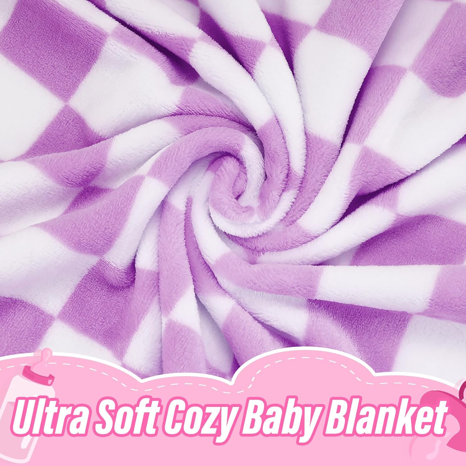 GreatBba Plush Checkered Baby Blanket 30x40 1