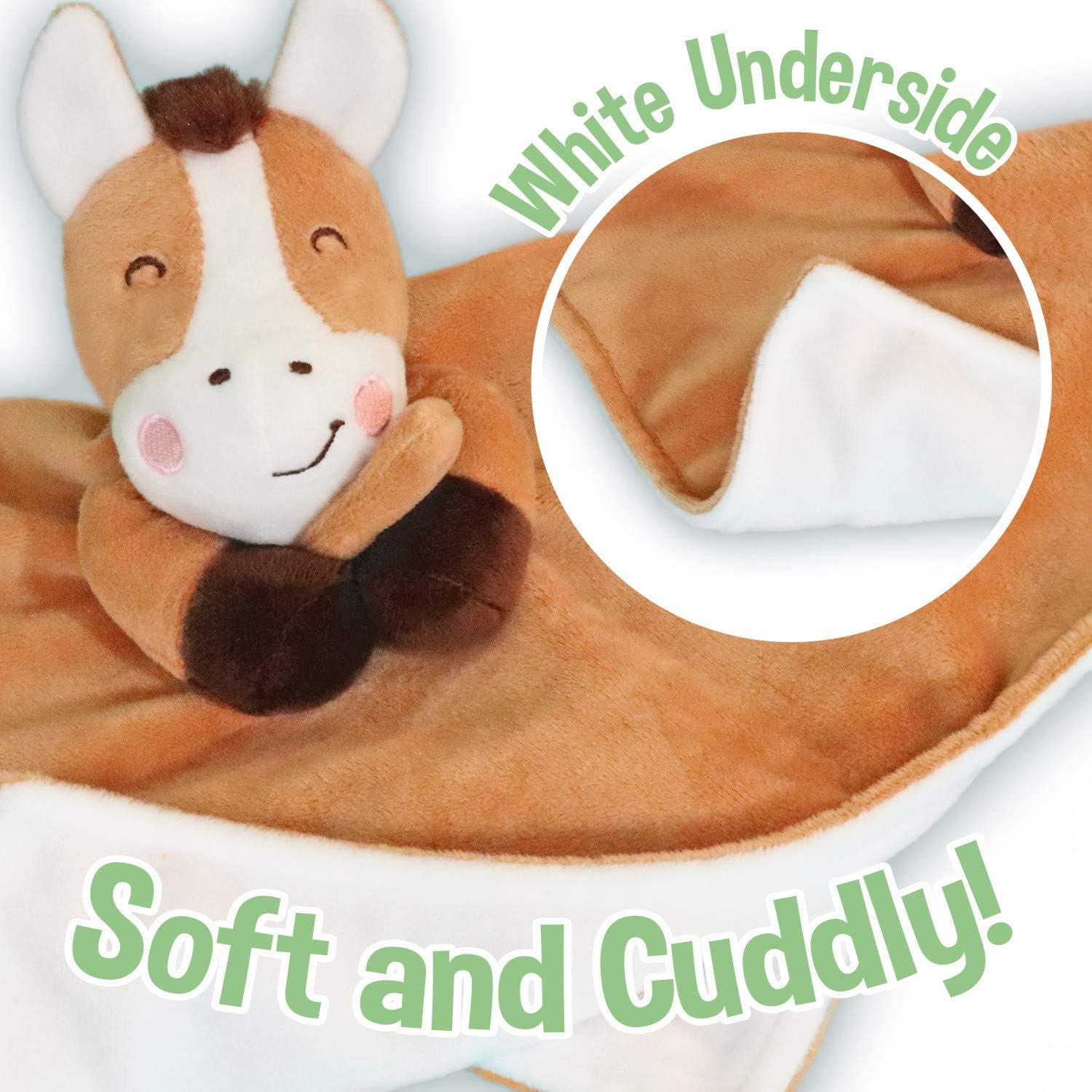 Baby Aves Horse Lovey Security Blanket - 13x13 inches Brown 1