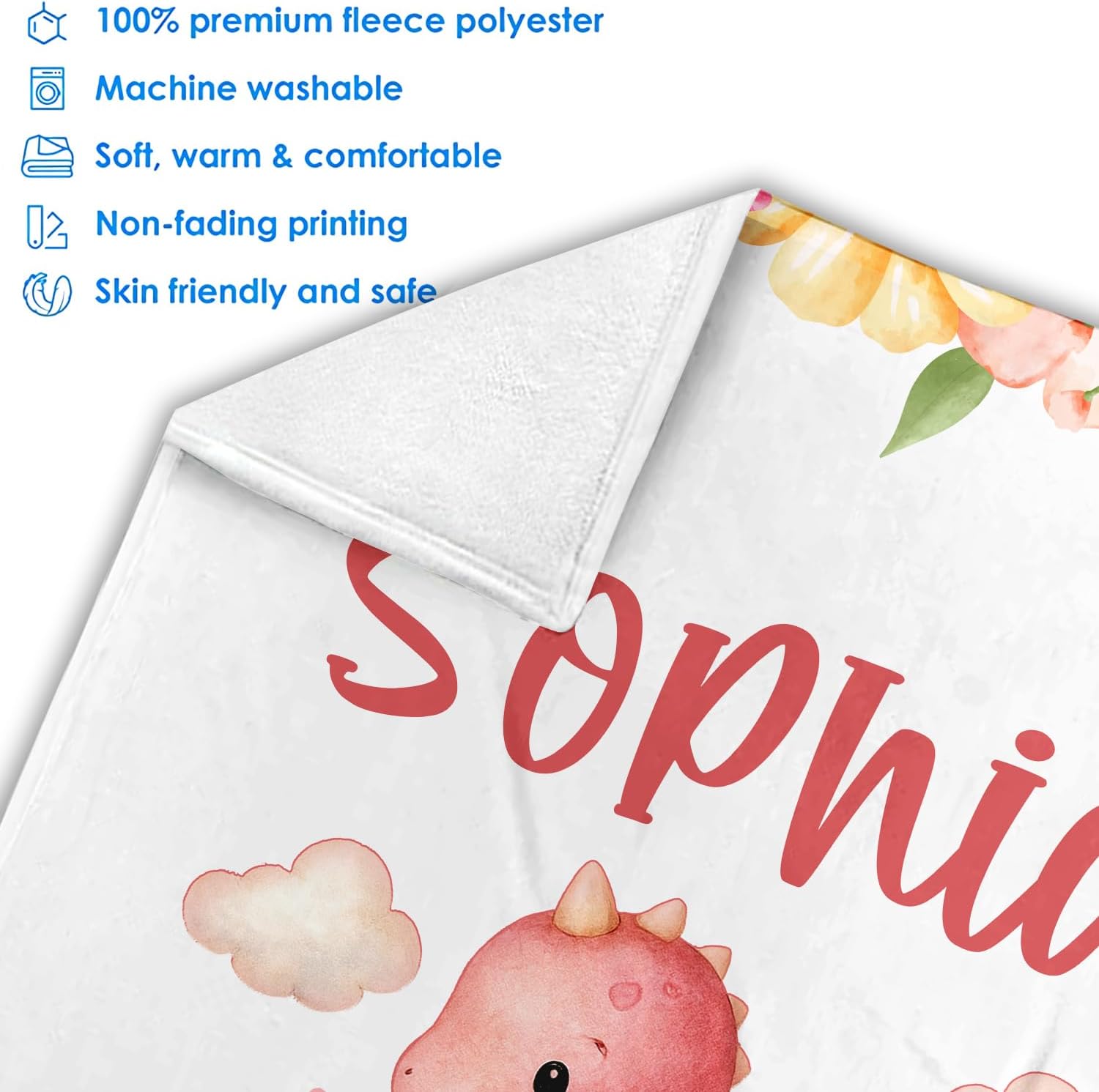 Zocoshi Personalized Pink Dragon Baby Blanket