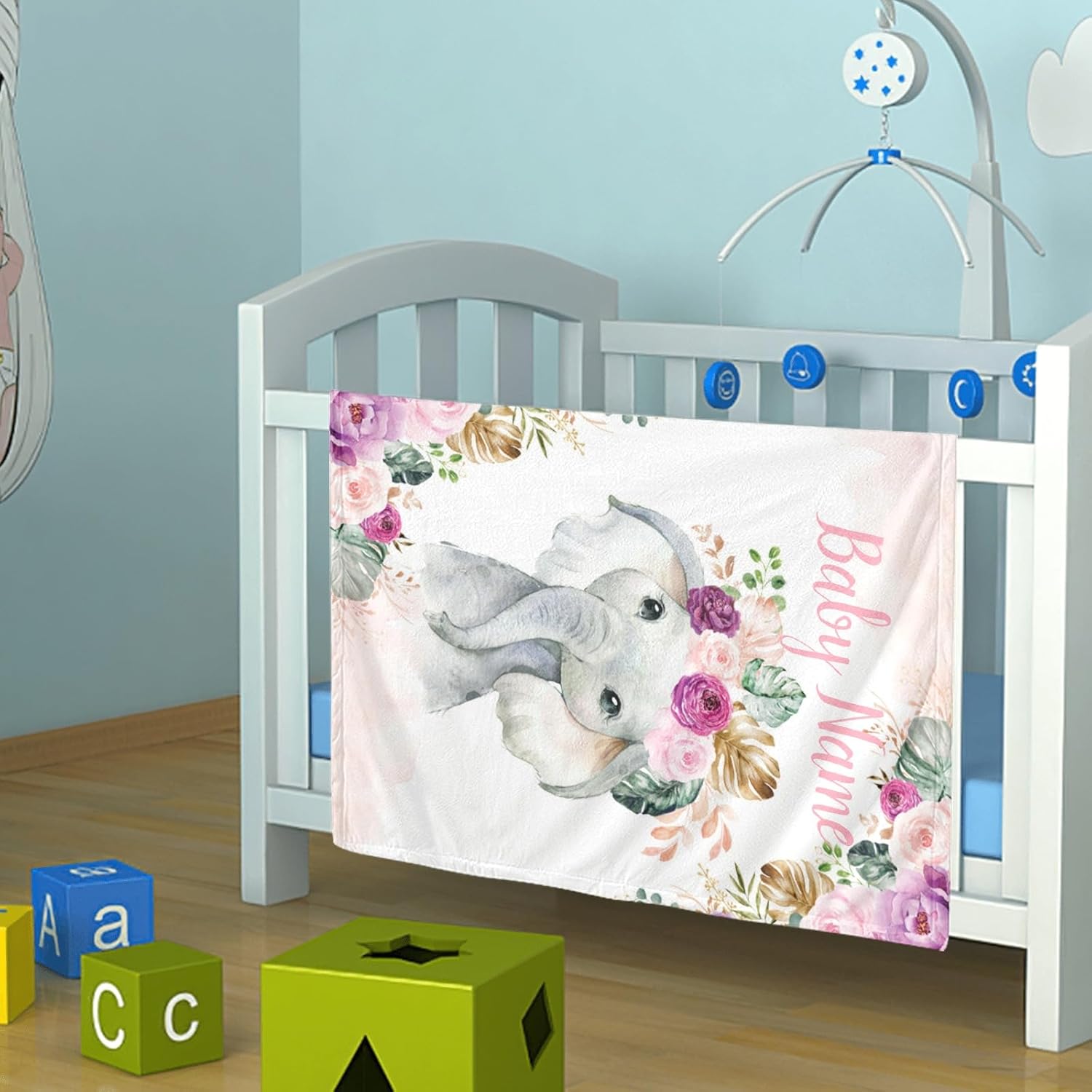 Personalized Elephant Baby Blanket with Name - Soft and Cozy