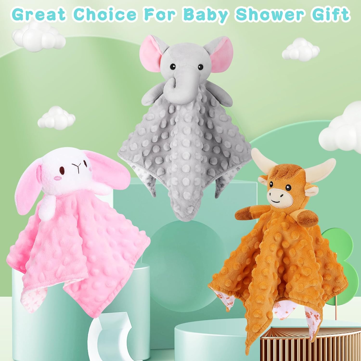 Soft Baby Lovey Elephant Security Blanket for Newborns - Gray 124in