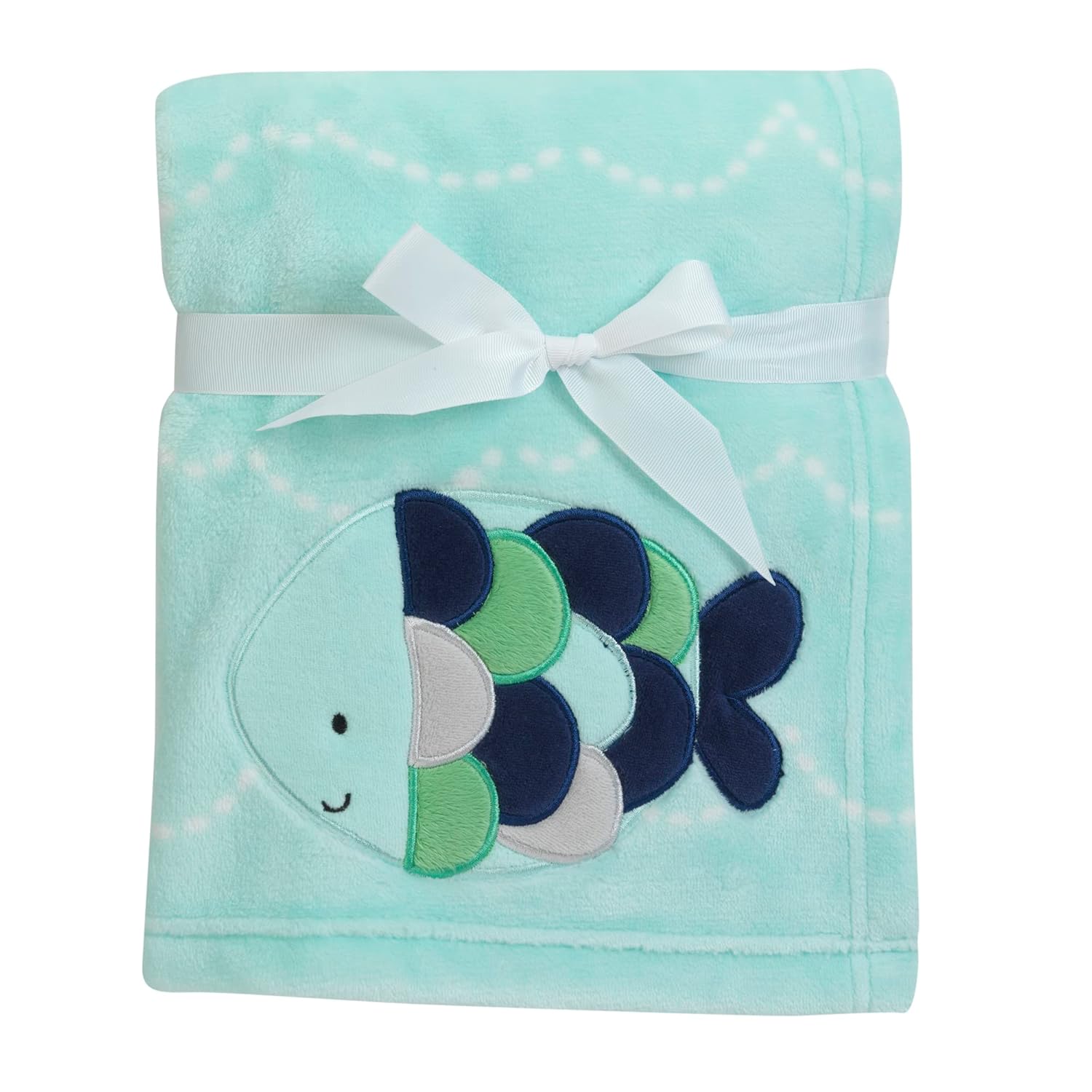 Lambs Ivy Ocean Blue Turquoise Coral Fleece Baby Blanket 1