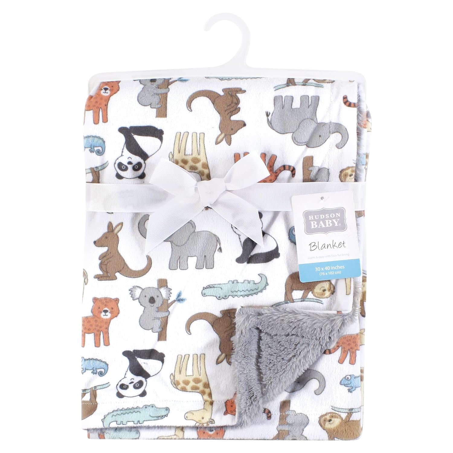 Hudson Baby Unisex Plush Blanket - Zoo Animals One Size