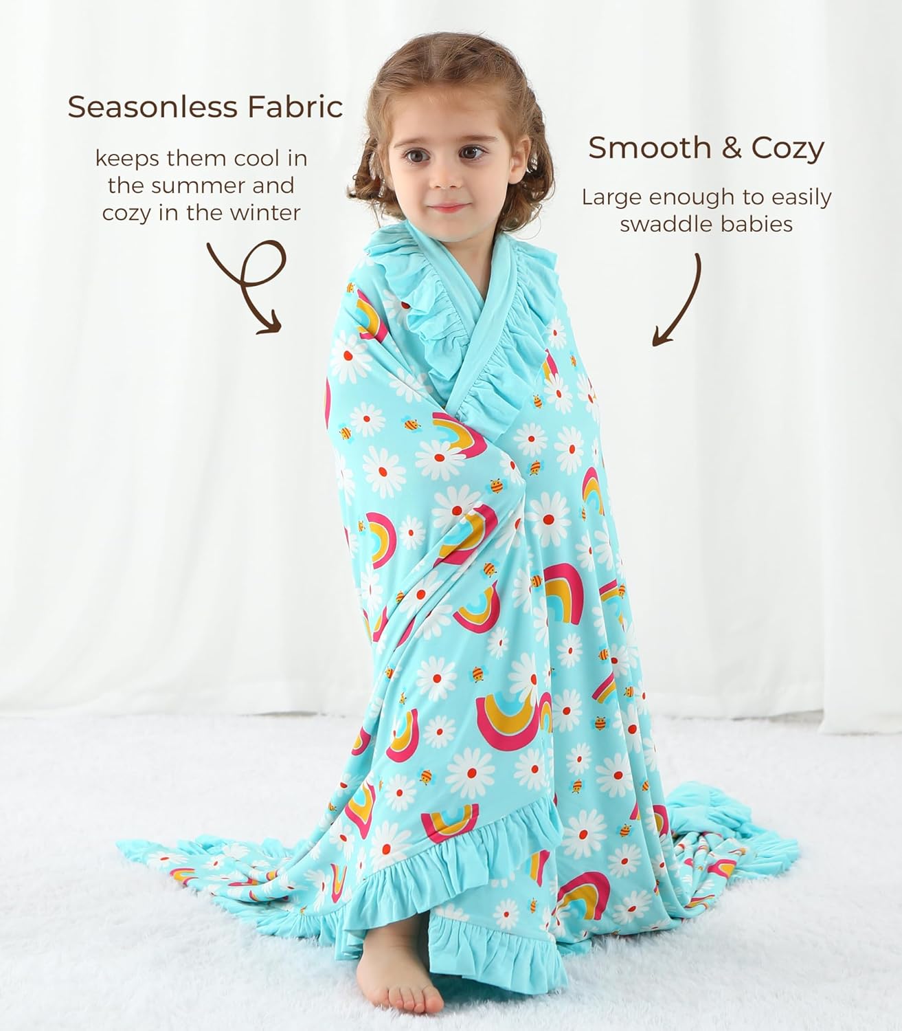 DREAMHALO Bamboo Baby Blanket for Girls 50x50 Quilt