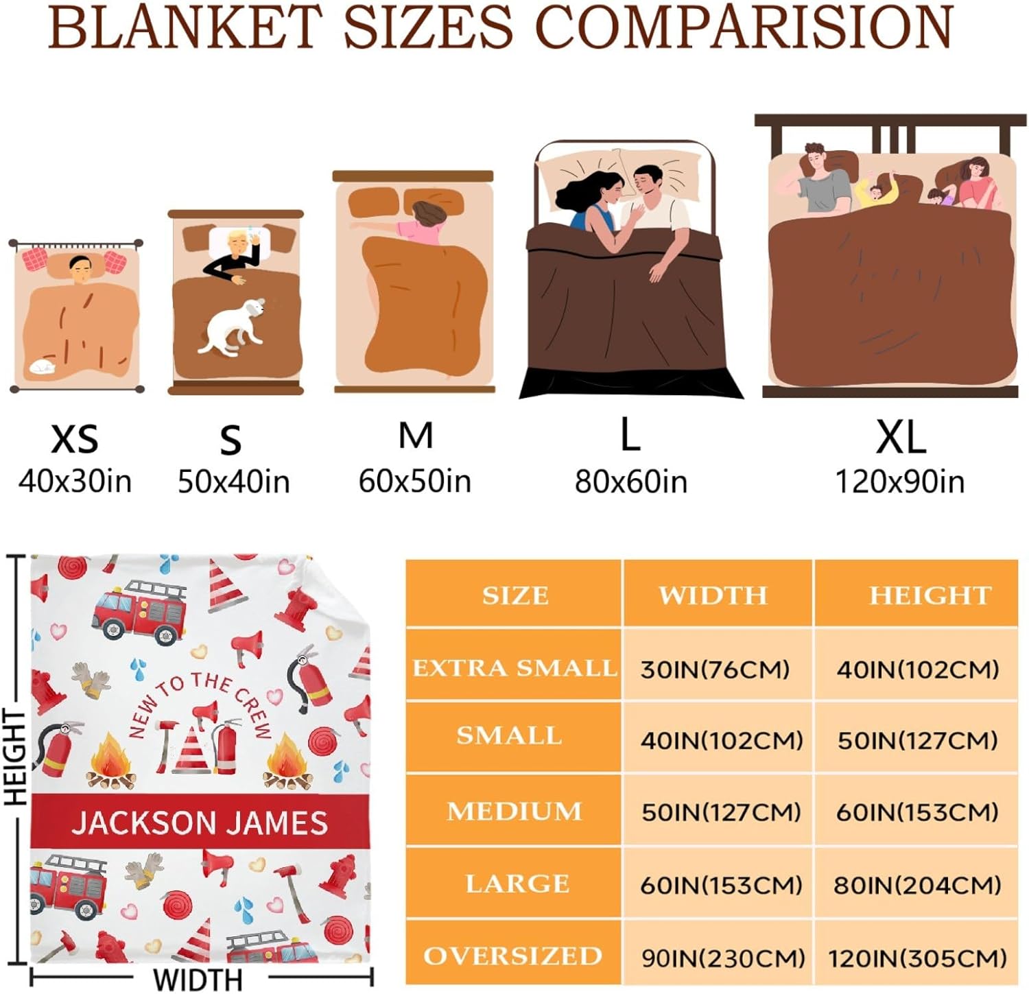 MATCHASTAR Fire Truck Personalized Fleece Throw Blanket for Kids