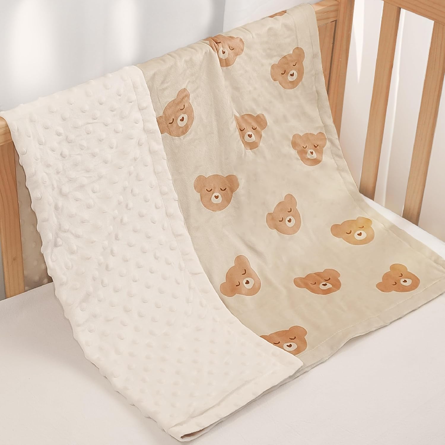 SANDJEST Bear Minky Baby Blanket 30x40 Inches