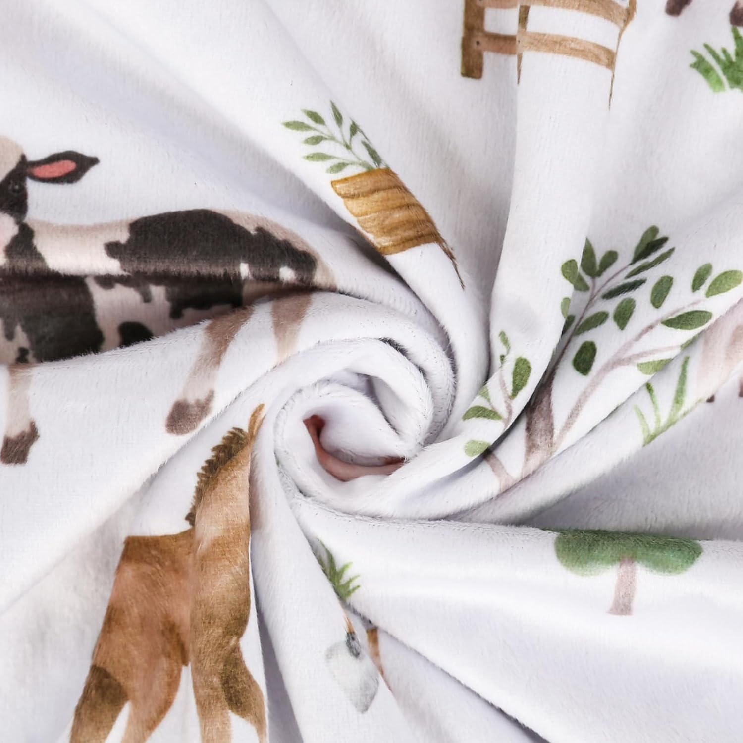 BOPRIO Baby Blanket with Farm Animals Design 30x40 Inch